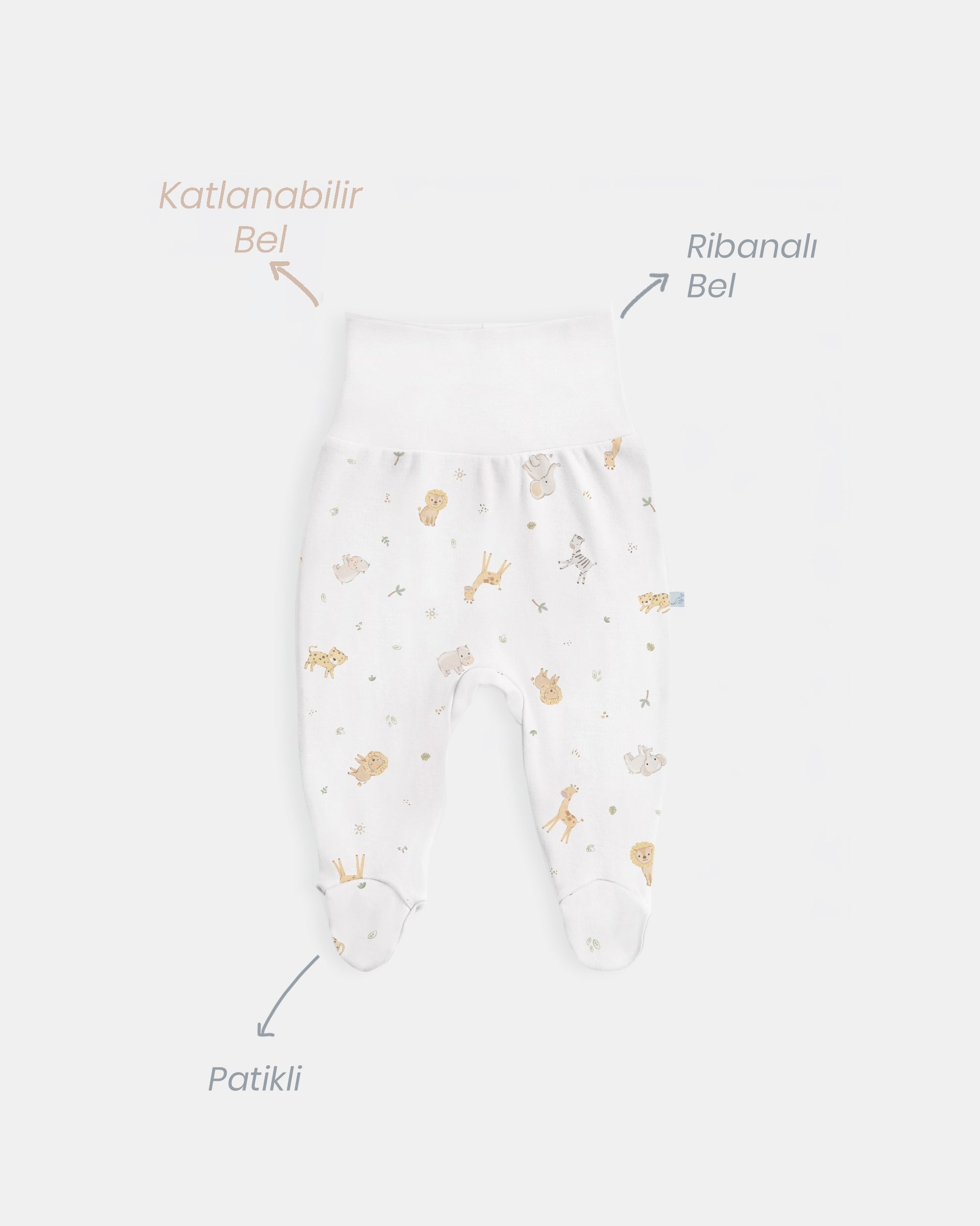 Yenidoğan Kimono Uzun Kollu Zıbın Mini Set 3 Parça - Safari