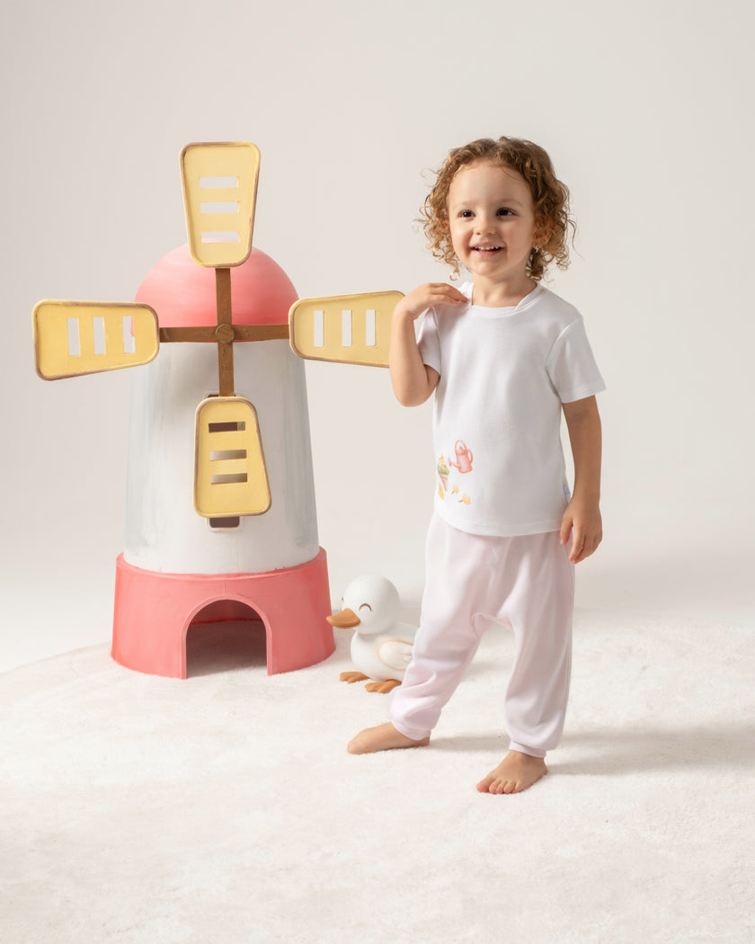 Kısa Kollu Pijama Takımı - Farmyard Beyaz