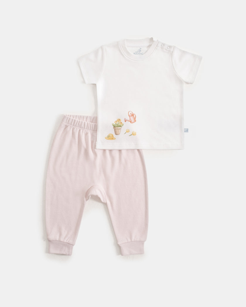 Kısa Kollu Pijama Takımı - Farmyard Beyaz