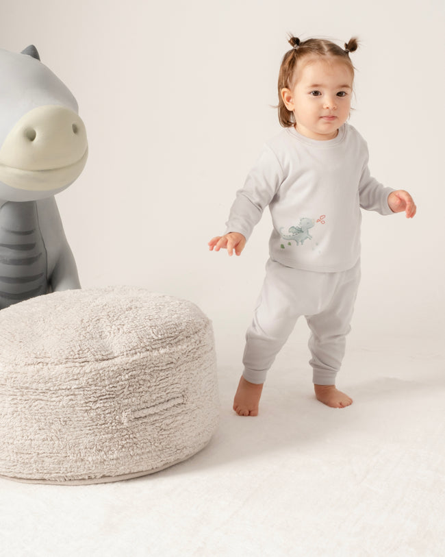 Uzun Kollu Pijama Takımı- Dragons Gri