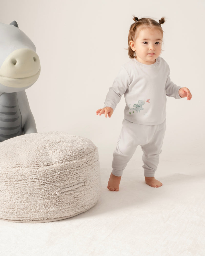 Uzun Kollu Pijama Takımı- Dragons Gri