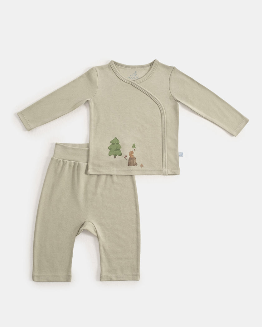 Uzun Kollu Kimono Pijama Takımı - Forest Yeşil