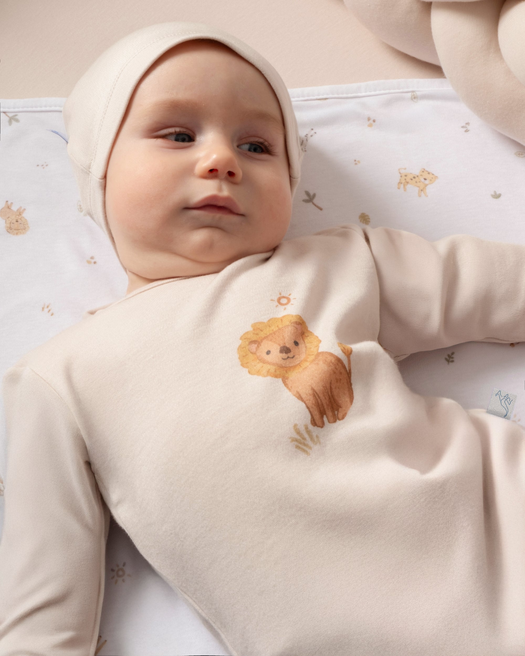 Çıtçıtlı Uzun Kollu Zıbın & Manşetli Alt Seti 3 Parça - Safari