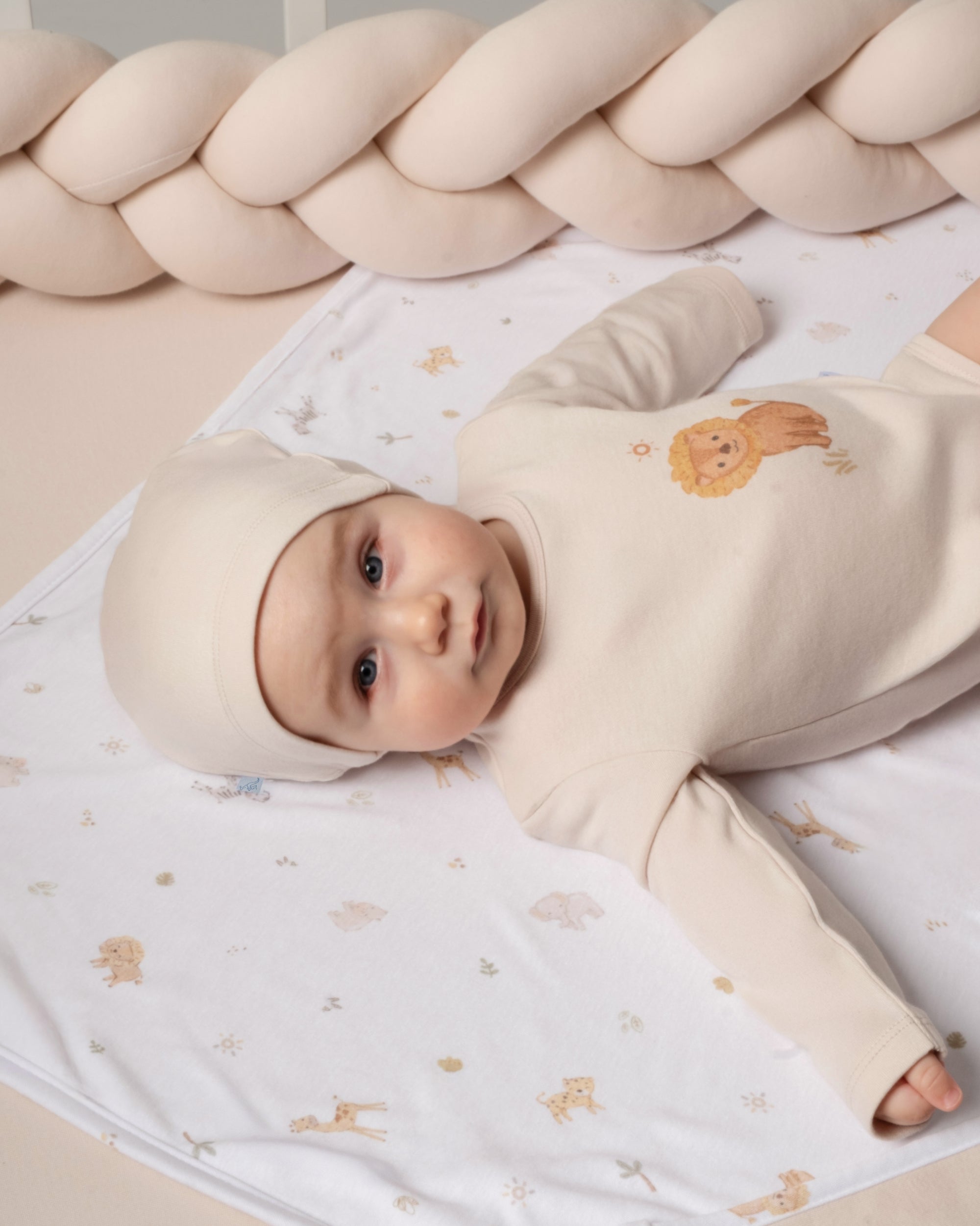 Çıtçıtlı Uzun Kollu Zıbın & Manşetli Alt Seti 3 Parça - Safari