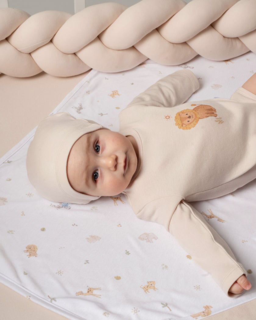 Çıtçıtlı Uzun Kollu Zıbın & Manşetli Alt Seti 3 Parça - Safari