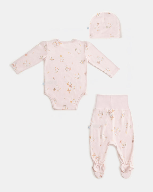 Yenidoğan Kimono Uzun Kollu Zıbın Mini Set 3 Parça - Farmyard