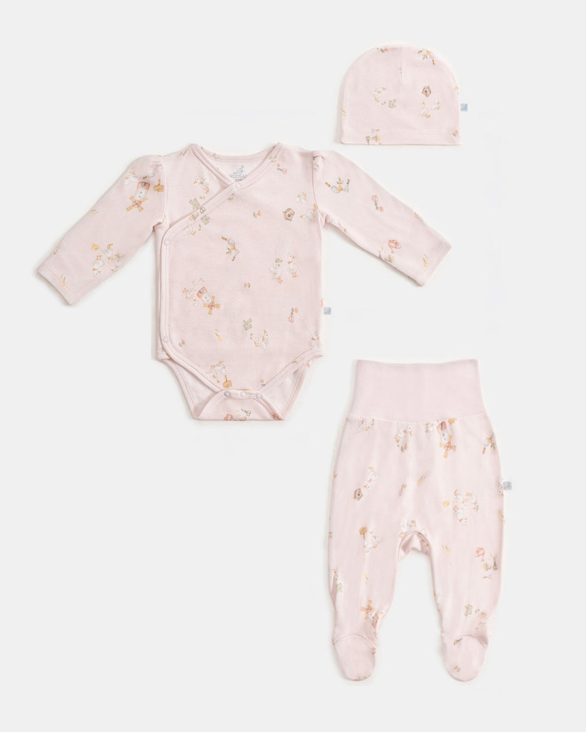 Yenidoğan Kimono Uzun Kollu Zıbın Mini Set 3 Parça - Farmyard