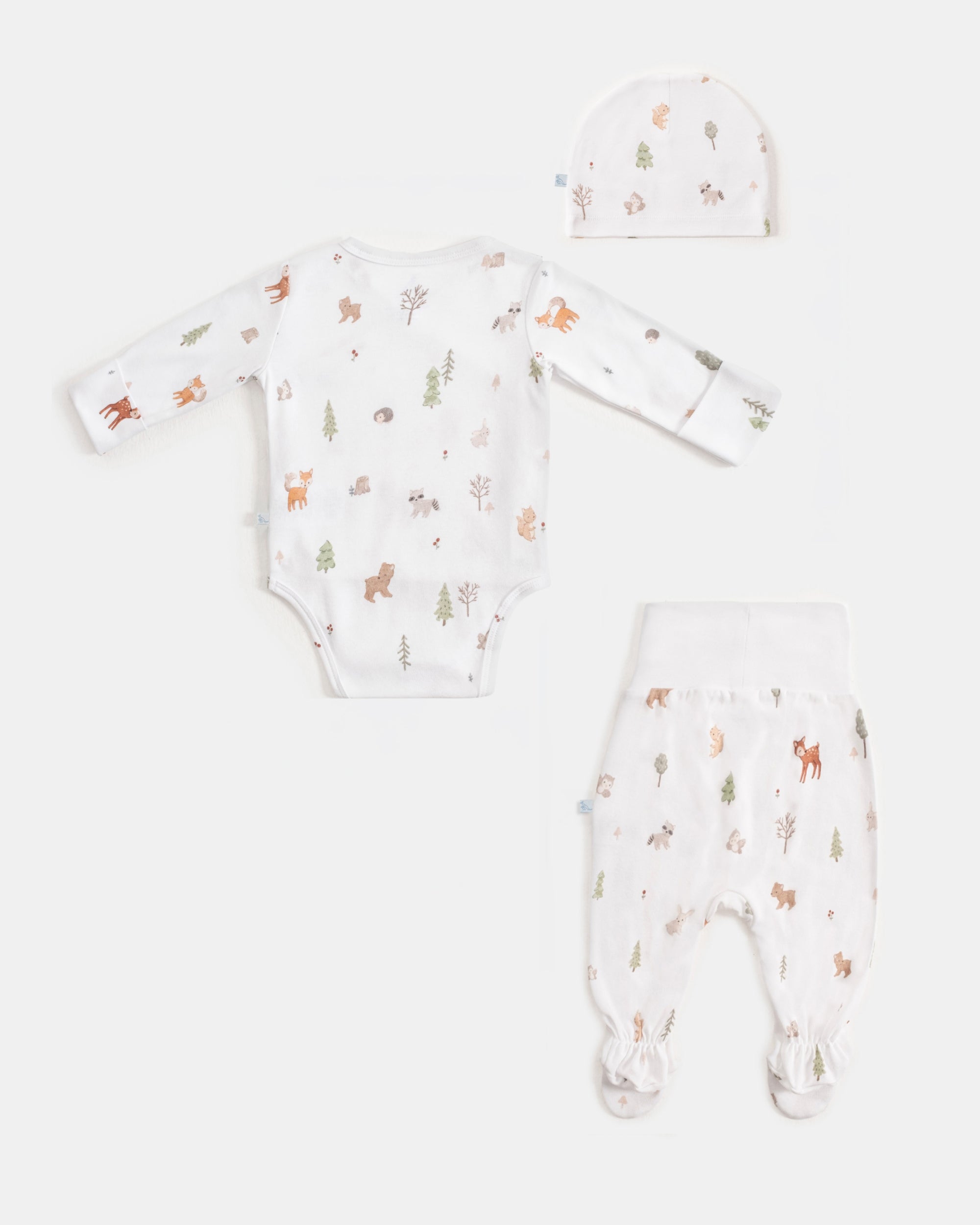 Yenidoğan Kimono Uzun Kollu Zıbın Mini Set 3 Parça - Forest