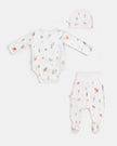 Yenidoğan Kimono Uzun Kollu Zıbın Mini Set 3 Parça - Forest