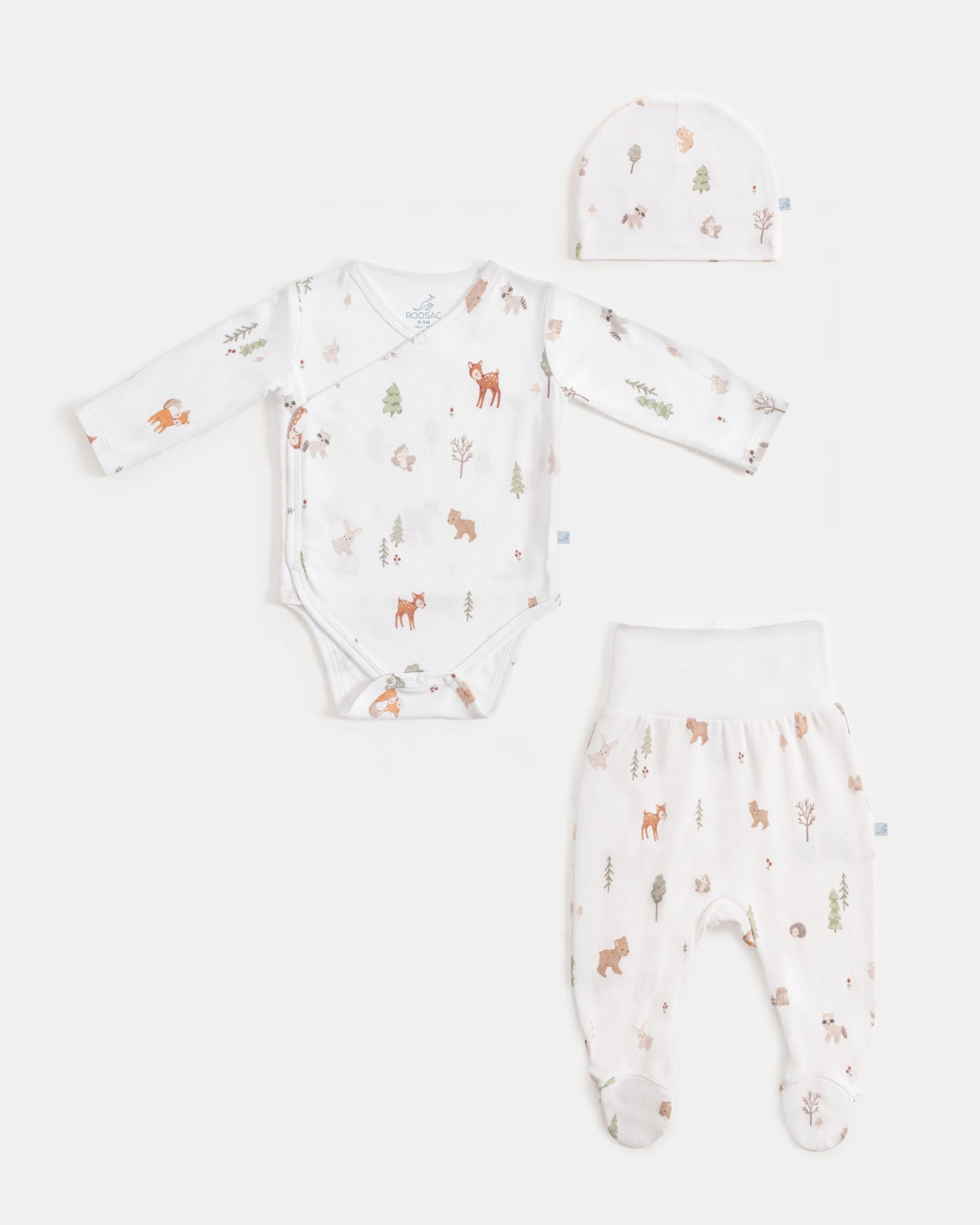 Yenidoğan Kimono Uzun Kollu Zıbın Mini Set 3 Parça - Forest