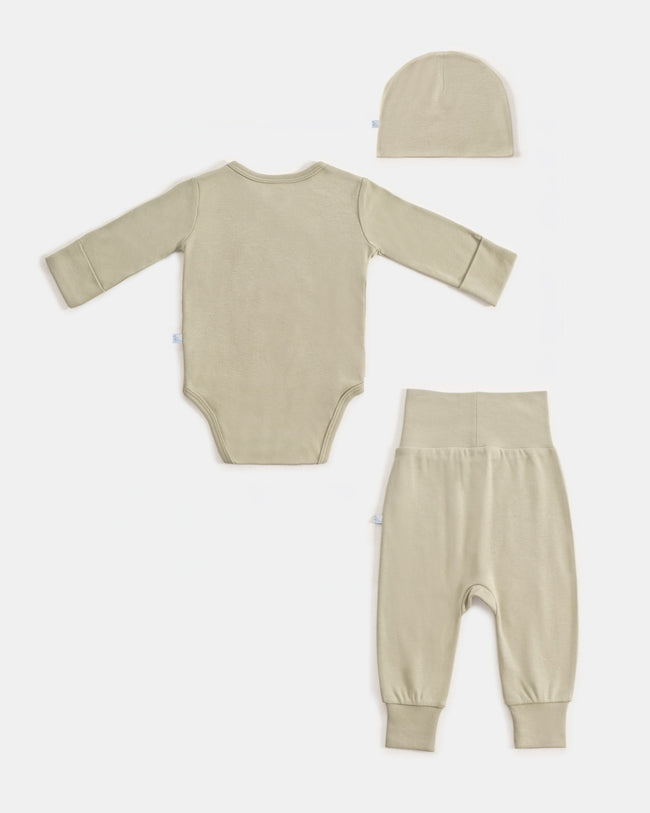 Yenidoğan Kimono Uzun Kollu Zıbın Mini Set 3 Parça - Forest Yeşil