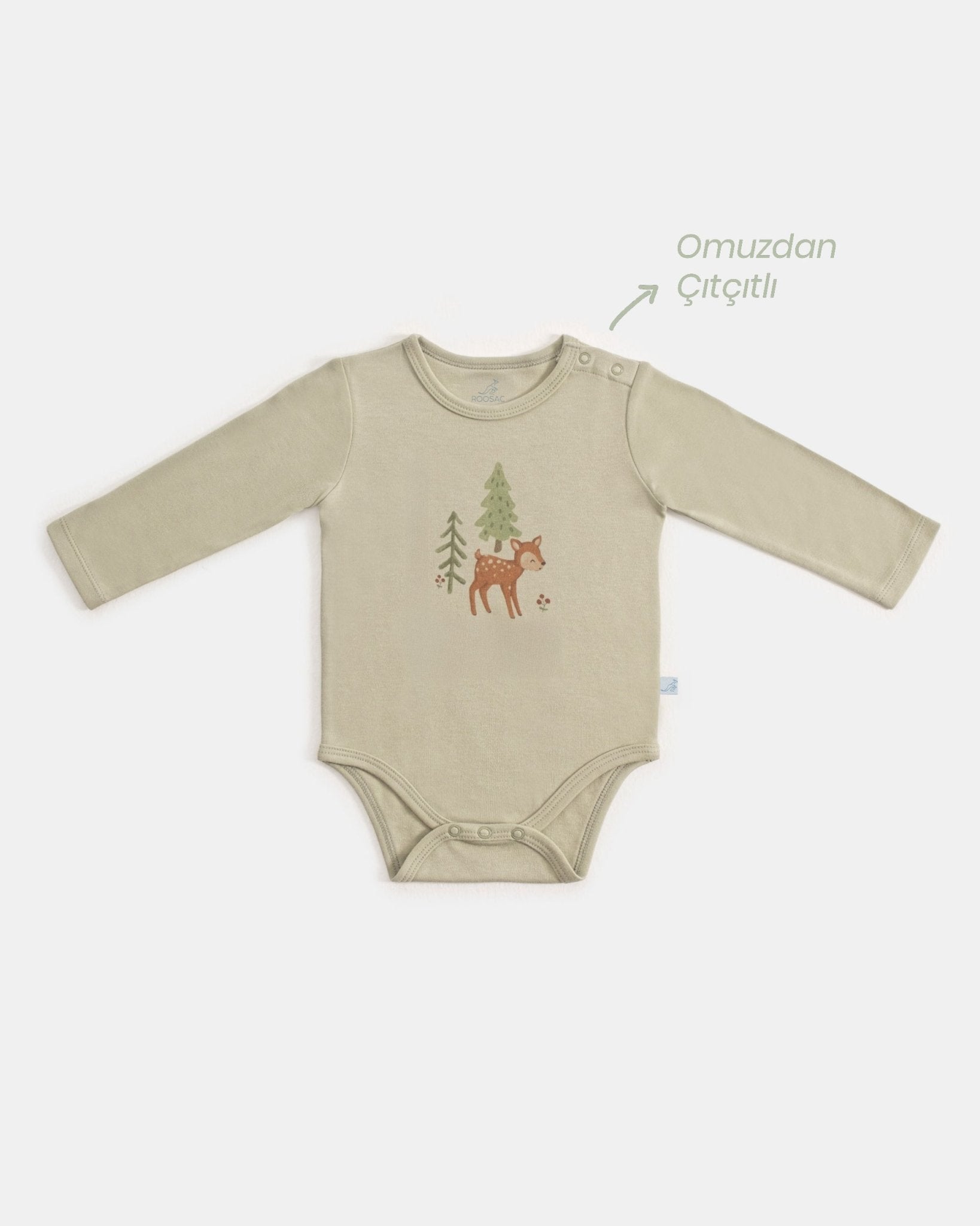 Çıtçıtlı Uzun Kollu Zıbın & Manşetli Alt Seti 2 Parça - Forest Yeşil