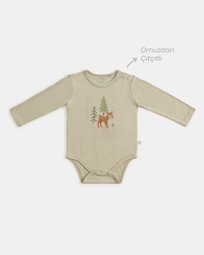 Çıtçıtlı Uzun Kollu Zıbın & Manşetli Alt Seti 3 Parça - Forest