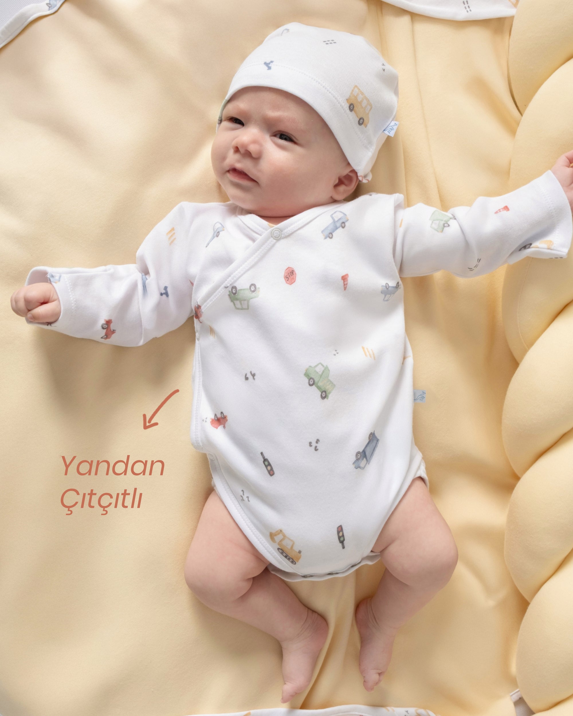Yenidoğan Kimono Uzun Kollu Zıbın Seti 2'li - Cars