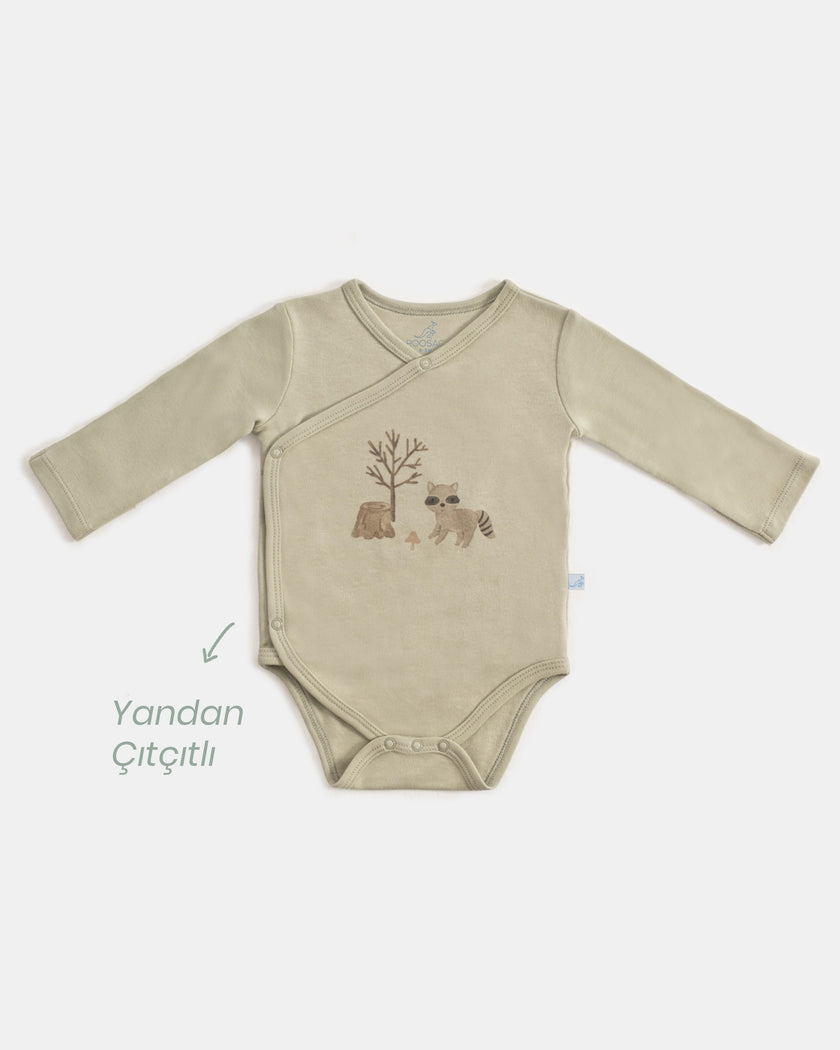 Yenidoğan Kimono Uzun Kollu Zıbın Seti 2'li - Forest