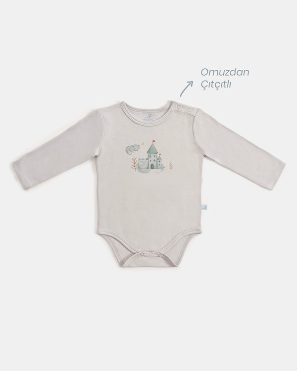 Çıtçıtlı Uzun Kollu Zıbın - Dragons Gri