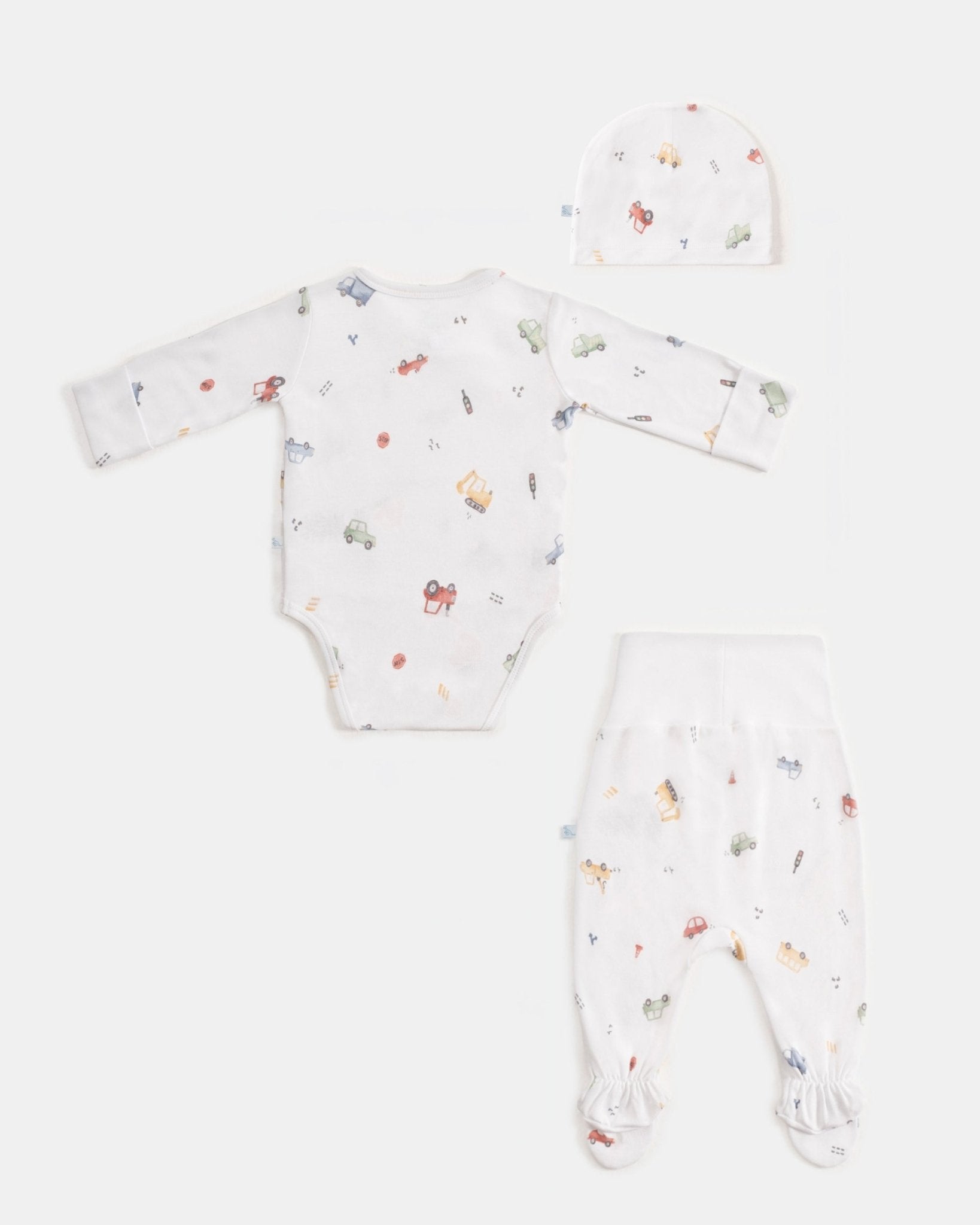 Yenidoğan Kimono Uzun Kollu Zıbın Mini Set 3 Parça - Cars