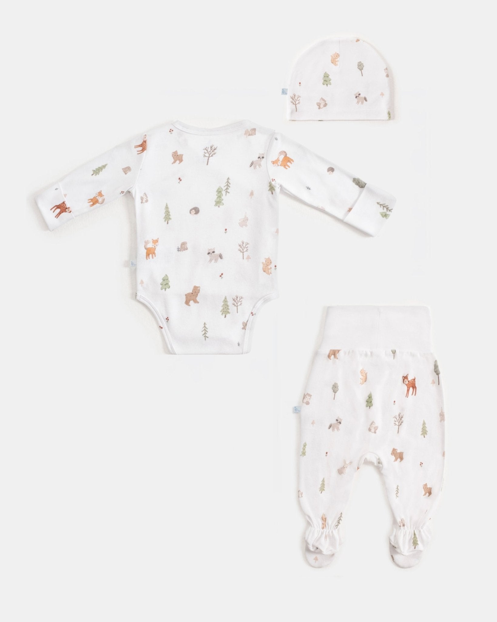 Yenidoğan Kimono Uzun Kollu Zıbın Mini Set 3 Parça - Forest