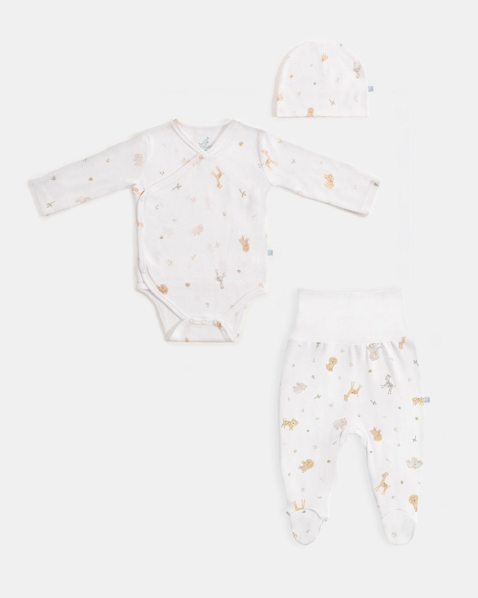 Yenidoğan Kimono Uzun Kollu Zıbın Mini Set 3 Parça - Safari