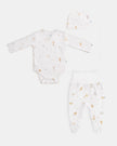 Yenidoğan Kimono Uzun Kollu Zıbın Mini Set 3 Parça - Safari