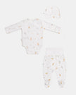 Yenidoğan Kimono Uzun Kollu Zıbın Mini Set 3 Parça - Safari